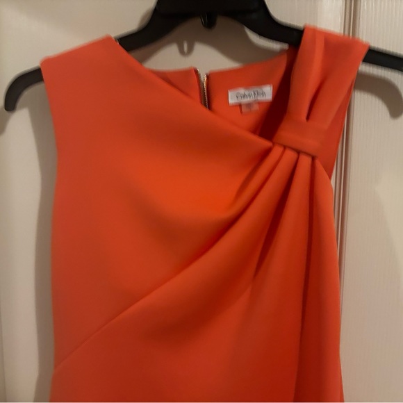 Calvin Klein sz 6 ladies twist Shoulder melon sheath dress scuba stretch bodycon - Picture 6 of 16